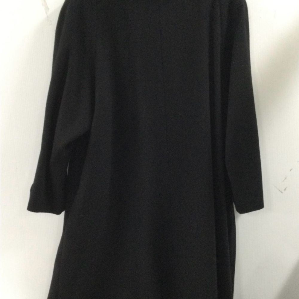 Herman Kay Black Wool Real Fox Fur Trimmed Coat Size 14/16 Plus Size